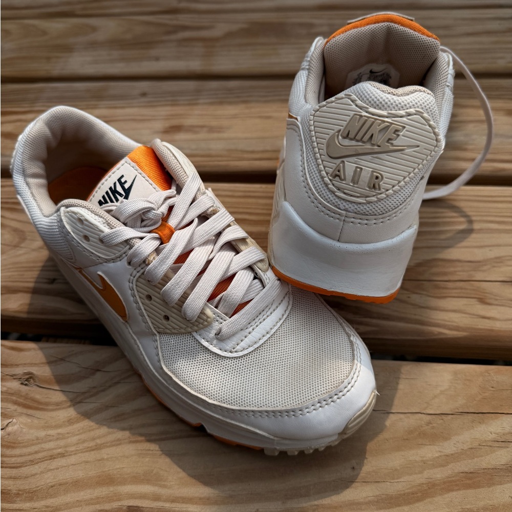Nike White and Orange Sneakers Classic Design